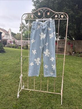 NFINITY Light Blue Denim jeans with White Floral Print